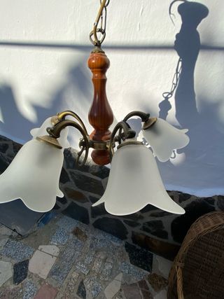 Lámpara de techo madera y cristal