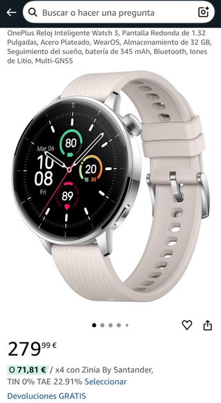 smartwach oneplus whatch 3 43mm