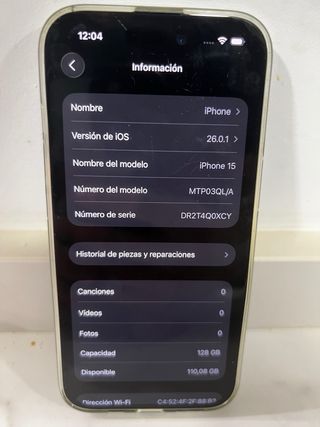 iPhone 15 128 GB 84% Batería
