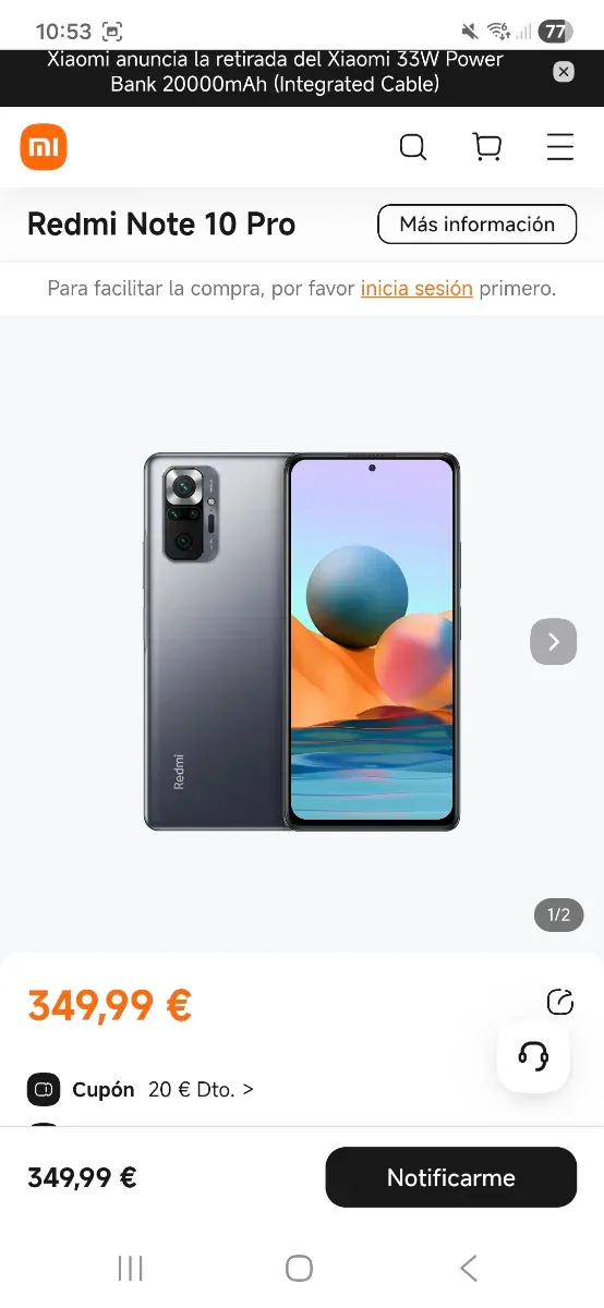 Xiaomi Redmi Note 10 Pro Gris/Plateado