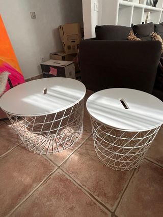 Tavolini ausiliari rotondi bianchi Ikea