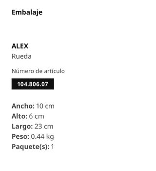 Ruedas IKEA ALEX negro- 4 unidades