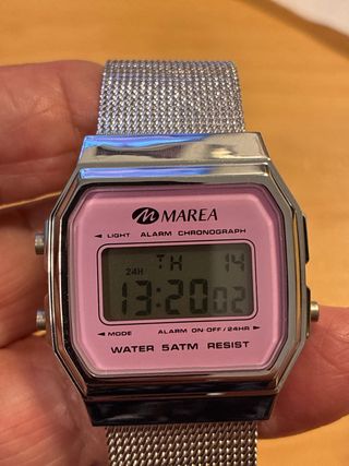 Reloj Marea Digital Rosa y Plateado Nuevo