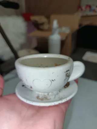 Tazza e piattino decorativi con cuore