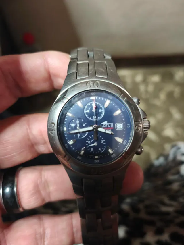 Reloj Lotus Cronógrafo Azul y Plateado