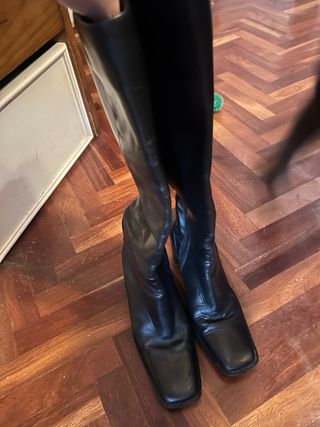 Botas altas de piel Mango negras