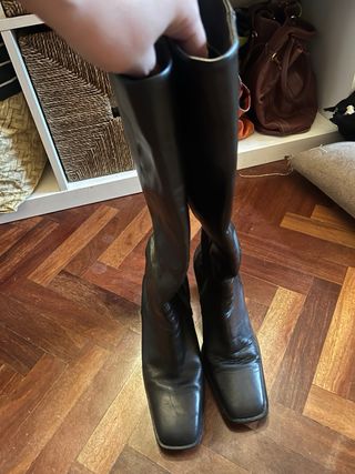 Botas altas de piel Mango negras