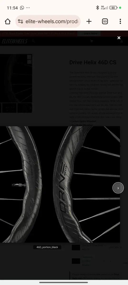 Ruedas Elite Drive Helix Carbono CS 46 1285g