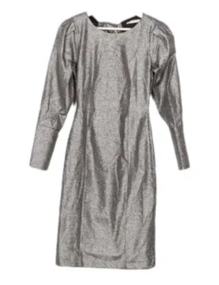 Vestido Uterqüe plateado/dorado glitter Talla M