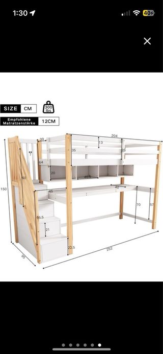 Cama nido blanca con escritorio