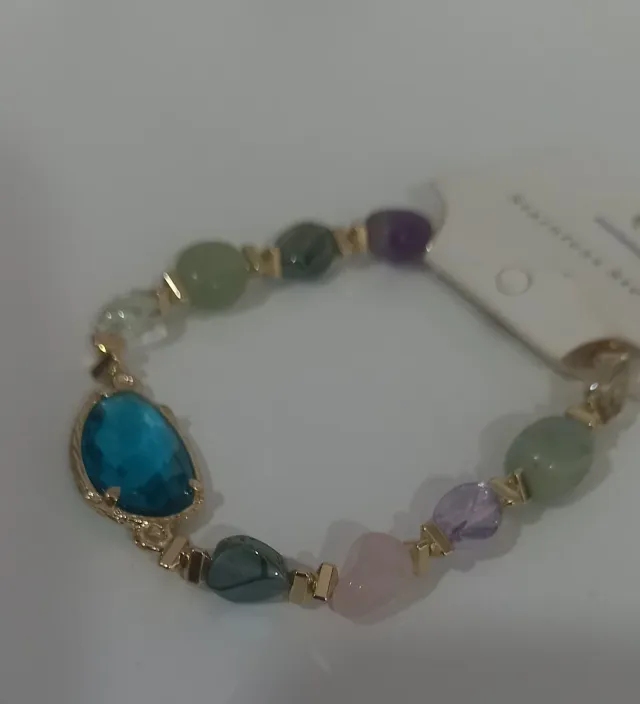 Pulsera de piedras naturales y cristal azul