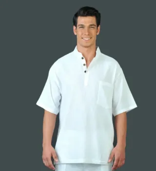 24 Camisas blancas cuello Mao, cordón y 3 botones