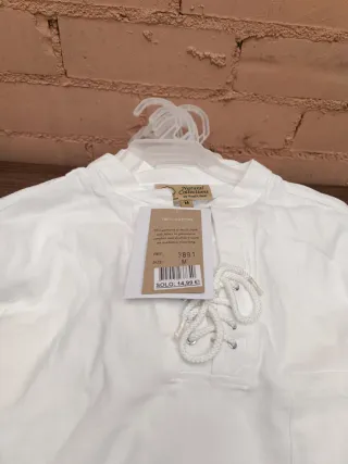 24 Camisas blancas cuello Mao, cordón y 3 botones