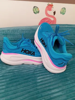 Hoka Bondi 9 Tenis Azul y Rosa