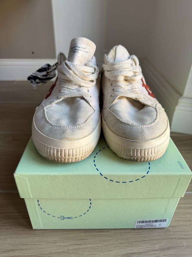 Scarpe Off-White Vulcanized Bianche Rosse 41