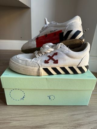 Scarpe Off-White Vulcanized Bianche Rosse 41