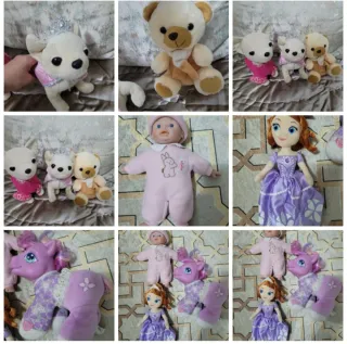 Lote de peluches y muñecas