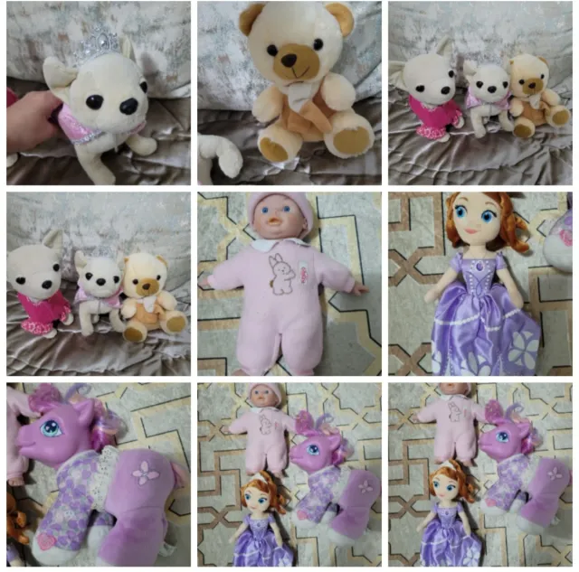 Lote de peluches y muñecas