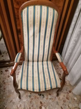 Set 2 Sedie Antiche Tessuto e Legno