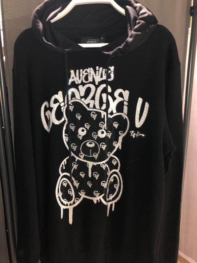 Sudadera George V Negra con Osito Brillante