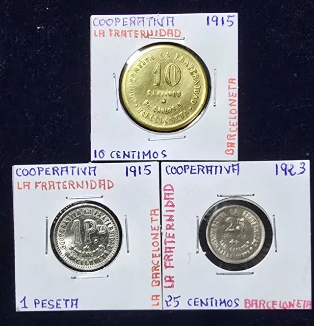 Lote 3 Monedas Cooperativa La Fraternidad
