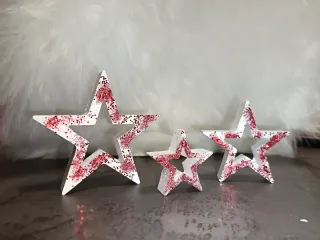 Set 3 Stelle Decorative Glitter Rosse