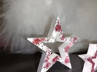 Set 3 Stelle Decorative Glitter Rosse