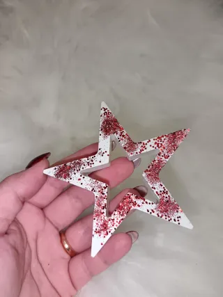 Set 3 Stelle Decorative Glitter Rosse