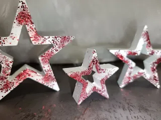 Set 3 Stelle Decorative Glitter Rosse