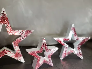 Set 3 Stelle Decorative Glitter Rosse