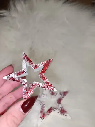 Set 3 Stelle Decorative Glitter Rosse