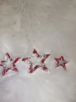 Set 3 Stelle Decorative Glitter Rosse