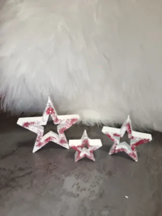 Set 3 Stelle Decorative Glitter Rosse