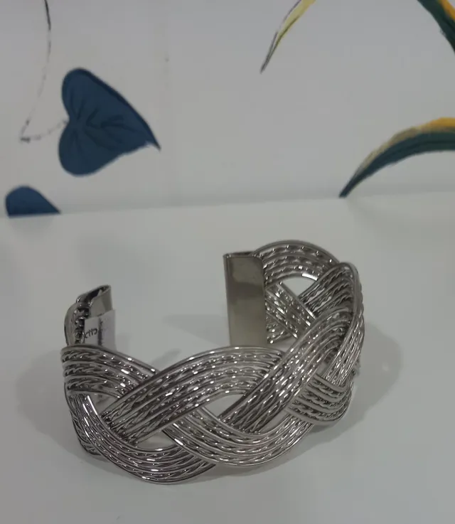 Pulsera acero plateada trenzada