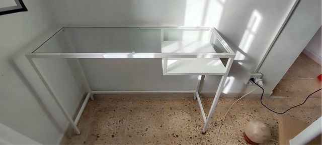 Escritorio Ikea Cristal y Metal Bianco