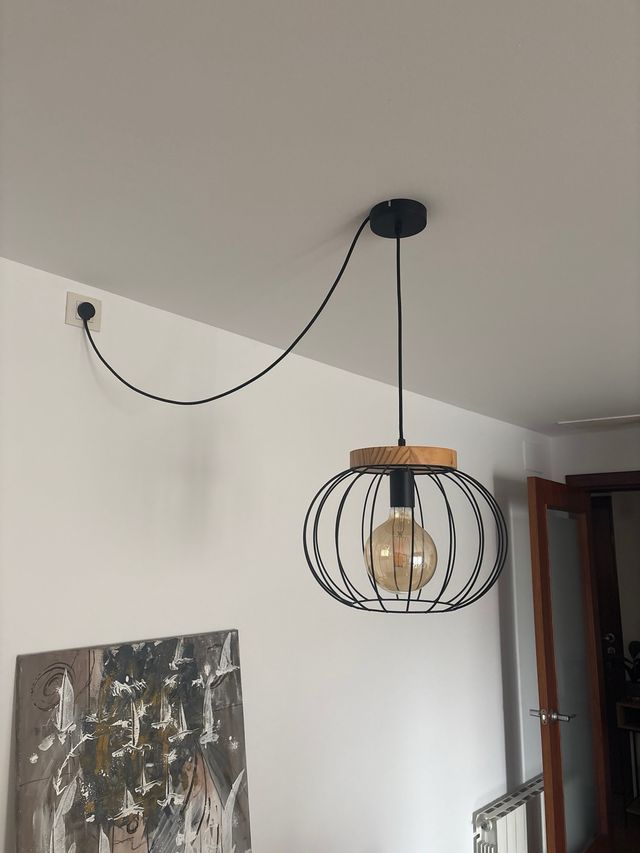 Lámpara de techo moderna metal y madera