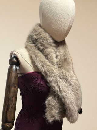 Bufanda/cuello pelo sintético beige y marrón