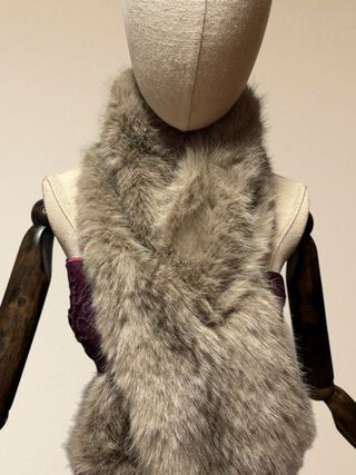 Bufanda/cuello pelo sintético beige y marrón