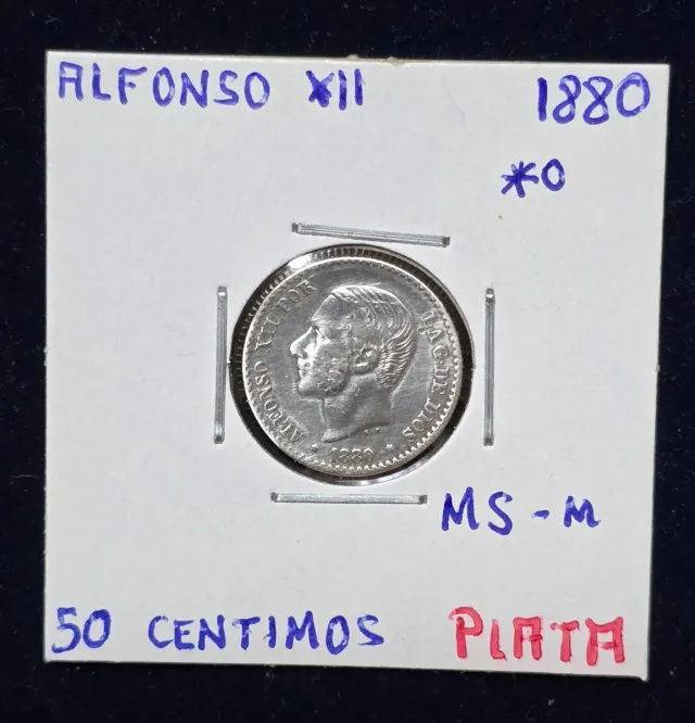 Alfonso XII 50 Centesimi Argento 1880