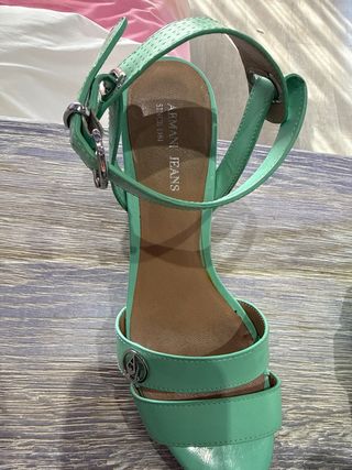 Sandalias Armani Jeans Cuña Verde Talla 38