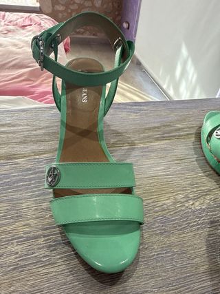 Sandalias Armani Jeans Cuña Verde Talla 38