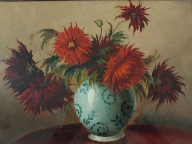 Quadro vintage fiori rossi anni 60-70