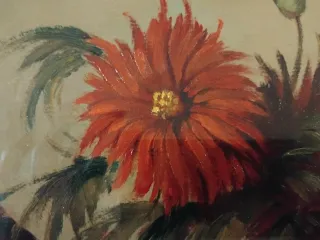 Quadro vintage fiori rossi anni 60-70