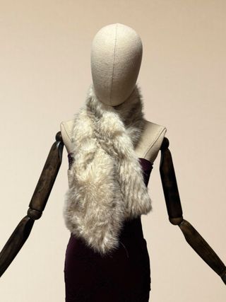 Bufanda/cuello pelo sintético beige y marrón