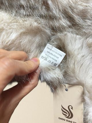 Bufanda/cuello pelo sintético beige y marrón