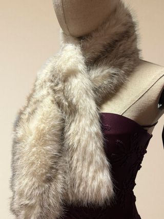 Bufanda/cuello pelo sintético beige y marrón