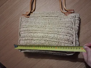 Bolso de mano ganchillo flores rosa y beige