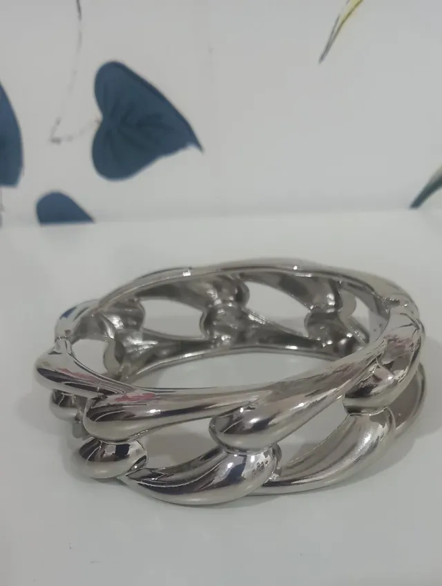 Pulsera acero eslabones plateada