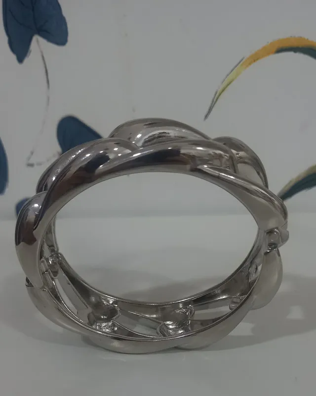 Pulsera acero eslabones plateada