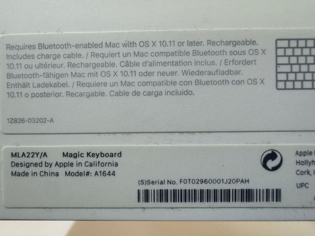Teclado Apple Magic Keyboard Plata/Blanco